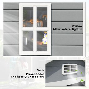 Outsunny Metalowy szop ogrodowy, zamykany na klucz, podwójne drzwi, okno, rama aluminiowa, 1,80 x 1,30 x 2,10 m, Szary