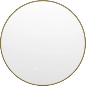 Lustro łazienkowe okrągłe podświetlane przeciwparowe ze złotą ramą - śr. 60 cm - PEONIA