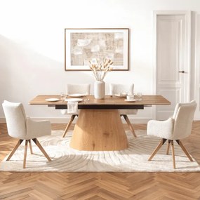 Stół Rozkładany Prostokątny LIZBONA 160-200 cm Ceramiczny Dąb do Jadalni Skandynawski