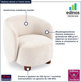 Kremowy fotel wypoczynkowy okragły M4-M17
