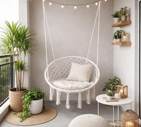 Fotel wiszący z plecionej liny Nido bocianie gniazdo