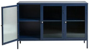 Niebieskia metalowa witryna Unique Furniture Bronco, wys. 85 cm