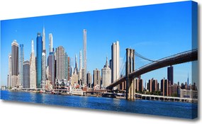 Zdjęcie na płótnie Sylwetka Mostu nad Rzeką