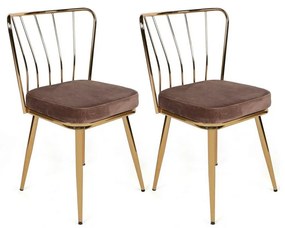 Zestaw krzeseł do jadalni Yildiz Light Brown andGold, 4 szt., 4 szt.