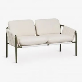 Sofa Ogrodowy Dwuosobowy Tapicerowany I Stalowy Zunika Intensywny Verde Olive - Sklum