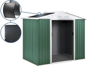Domek ogrodowy metalowy "Rosas" 2,71 m² z panelami słonecznymi - Zielony