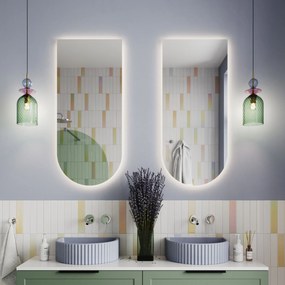 Lustro półowalne bez ramy oszlifowane obracalne z podświetleniem ARCH LED | Różne rozmiary | Różne kolory szkła : Kolor tafli szkła - Grafit, Rozmiar - 60 x 100 cm