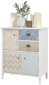 HOMCOM Komoda w stylu Shabby Chic, 2 szuflady, 3 szafki, drewno sosnowe, 68x34x80cm, Biały | Aosom PL