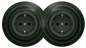 Kliklap - Podwójne retro gniazdko domowe z ramką SCHUKO 230V zielone