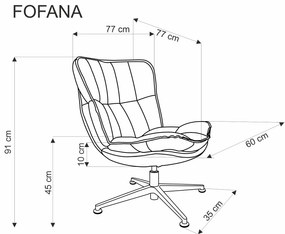 FOFANA Fotel wypoczynkowy Kremowy, Tkanina, Obrotowe Siedzisko, Nowoczesny