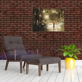 Obraz na szkle - Kobieta w deszczową noc (70x50 cm)