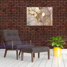 Obraz na szkle - Ozdoba kwiatowa (70x50 cm)