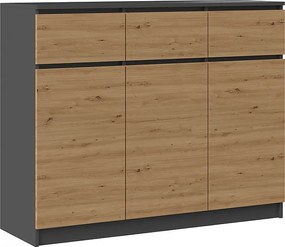 Komoda Malwa 3D3S | Antracyt/Dąb Artisan | 120x40x97 cm |3 Drzwi 3 Szuflady