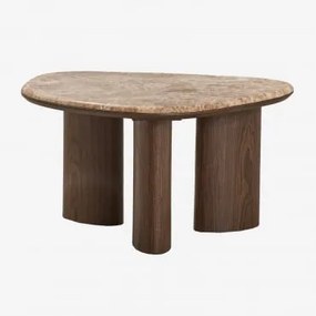 Stolik Pomocniczy 75x60 Cm Z Mdf I Marmuru Dayana Brązowy Marmur Emperador - Sklum