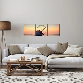 Obraz - Rozbity statek (z zegarem) (90x30 cm)