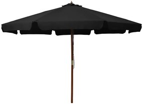 Parasol Ogrodowy Czarny Z Bambusowym Stelażem Z9-E08