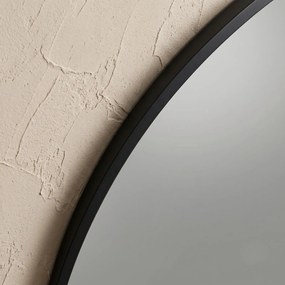 Okrągłe lustro ścienne w metalowej ramie, Ø 70 cm, czarne