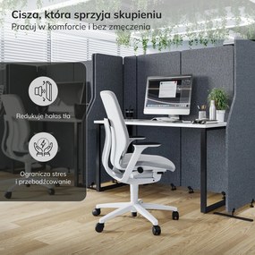 Ścianka działowa akustyczna Sadie, kolor Carbon Fog, rozmiar 280/145 cm