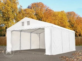 TOOLPORT 6x24m Namiot magazynowy - 2,6 m wysokość ścian bocznych, PVC 800, biały, ze statyką (podłoże gruntowe) - (527512)