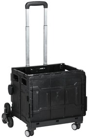 Wózek zakupowy HOMCOM, Składany, Treppensteiger, z teleskopowym uchwytem, do 65 kg, Czarny