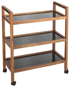 Szeroki mobilny regał z drewna akacji FONDI, wys. 76,5 cm