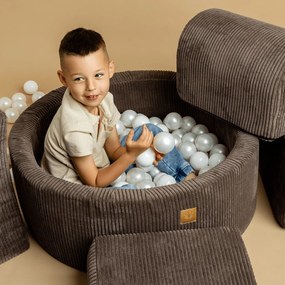 Brązowy sztruksowy basen z kulkami ø 90x30 cm Montessori – Meowbaby