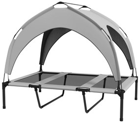 PawHut Outdoorowe łóżko dla psa, odporne na warunki pogodowe, podniesiona konstrukcja, 106 x 76 x 94 cm, Jasnoszary