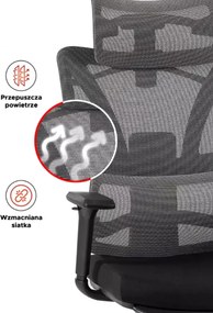 Ergonomiczny fotel biurkowy Trus z regulowanym zagłówkiem i wysuwanym podnóżkiem – idealne połączenie komfortu i funkcjonalności