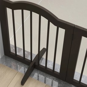 PawHut Barierka dla psów składana 3 panele drewno lite i MDF kolor kawa 1545x295x61 cm | Aosom PL