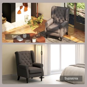 HOMCOM Fotel Uszny z Pikowaniem – Elegancja i Komfort w Twoim Salonie, Brązowy