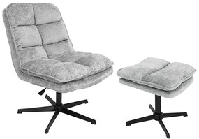 Relaksacyjny obrotowy fotel KATANIA z podnóżkiem, jasnoszary