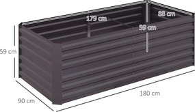 Outsunny Pojemnik na rośliny, Praktyczny kwietnik do sadzenia, pielęgnacji, Wysoki grząd, Stal, Ciemnoszary