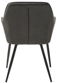 Ciemnoszare krzesła z imitacji skóry z podłokietnikami zestaw 2 szt. Nolan Stripe – Unique Furniture