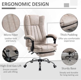 Vinsetto Fotel biurowy komputerowy z regulacją wysokości nowoczesny design mikrofibra czarny i beżowy | Aosom PL