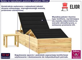Leżak ogrodowy z poduszką i stolikiem czarny - Ogebis