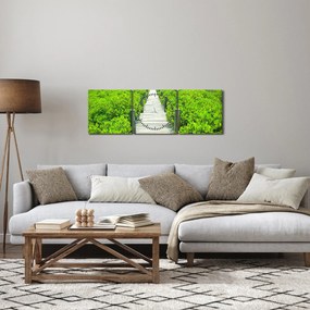 Obraz - drewniany chodnik (z zegarem) (90x30 cm)