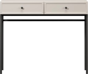 Toaletka Lorini 100 cm z szufladami - kaszmir / czarne uchwyty / stelaż