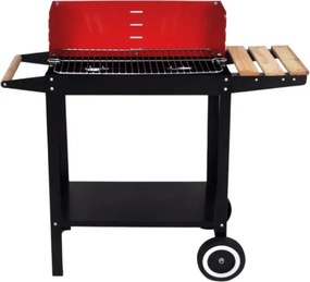 Grill ogrodowy na węgiel drzewny BBQ 87x35 cm, czarny/czerwony