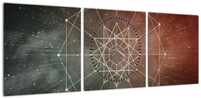 Obraz - Kosmiczny Dodekagram (z zegarem) (90x30 cm)