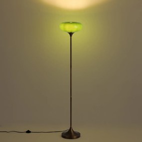 Lampa podłogowa retro ciemny brąz z zielonym szklanym kloszem 150 cm - Glaze