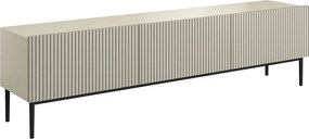 Szafka RTV Nicole 200 cm na metalowych nogach z szufladą - kaszmir / czarne nóżki