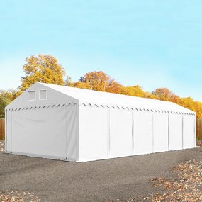TOOLPORT 5x12m Namiot magazynowy - 2,6 m wysokość ścian bocznych, PVC 1400, biały, ze statyką (podłoże betonowe) - (57689)