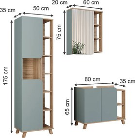 Zestaw mebli łazienkowych sonoma/niebieski 80x35x65 karen