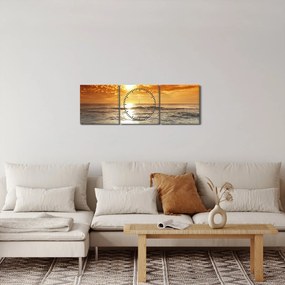 Obraz zachód słońca na Korsyce (z zegarem) (90x30 cm)