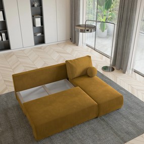 Masseno Narożnik PARVELO z funkcją spania i pojemnikiem na pościel Narozniki L, Rozkładana sofa - Żółty, POSO 01 + KRONOS 01