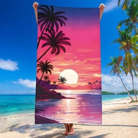Ręcznik plażowy TAHITI 100x180 cm fioletowy, 100% mikrofibra