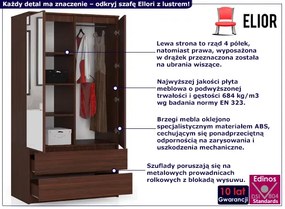 Klasyczna szafa na ubrania z lustrem wenge Ilda 5X