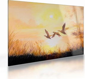 Obraz na szkle - Żurawie o zachodzie słońca (70x50 cm)