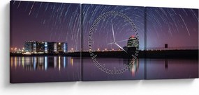 Obraz nocnego nieba z gwiazdami (z zegarem) (90x30 cm)