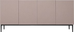 Komoda Nicole 200 cm czterodrzwiowa z ryflowanym frontem - antyczny róż / czarne nóżki - Limitowana oferta